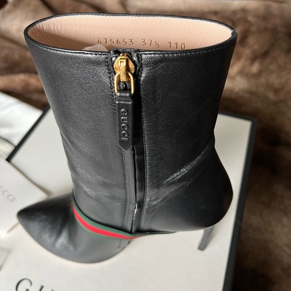 GUCCI leather boots pointy toe size 7 / 7.5 excellent 37.5 strap buckle booties - Picture 5 of 13